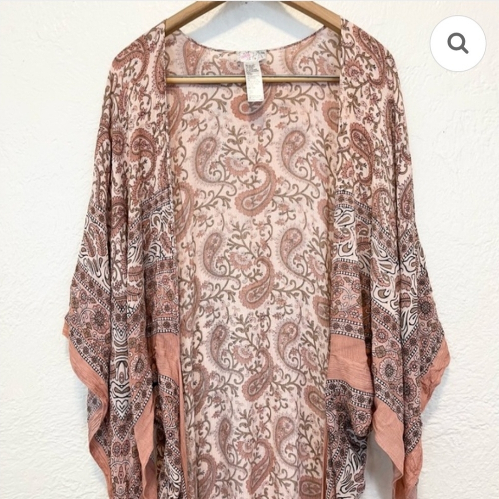 *SOLD ON OTHER PLATFORM* Free People Eternal Flame Maxi Kimono In Pink Paisley
